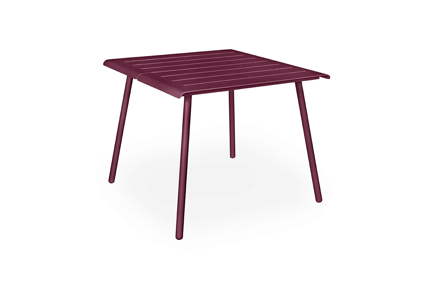 Weishäupl Vapio Tisch Outdoor, quadratischer Gartentisch aus Metall in Weinrot, ideal für Balkon und Terrasse.