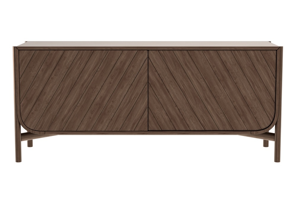 Marius Sideboard von Hartô: Modernes Holz Sideboard mit zwei Türen und schrägem Muster.