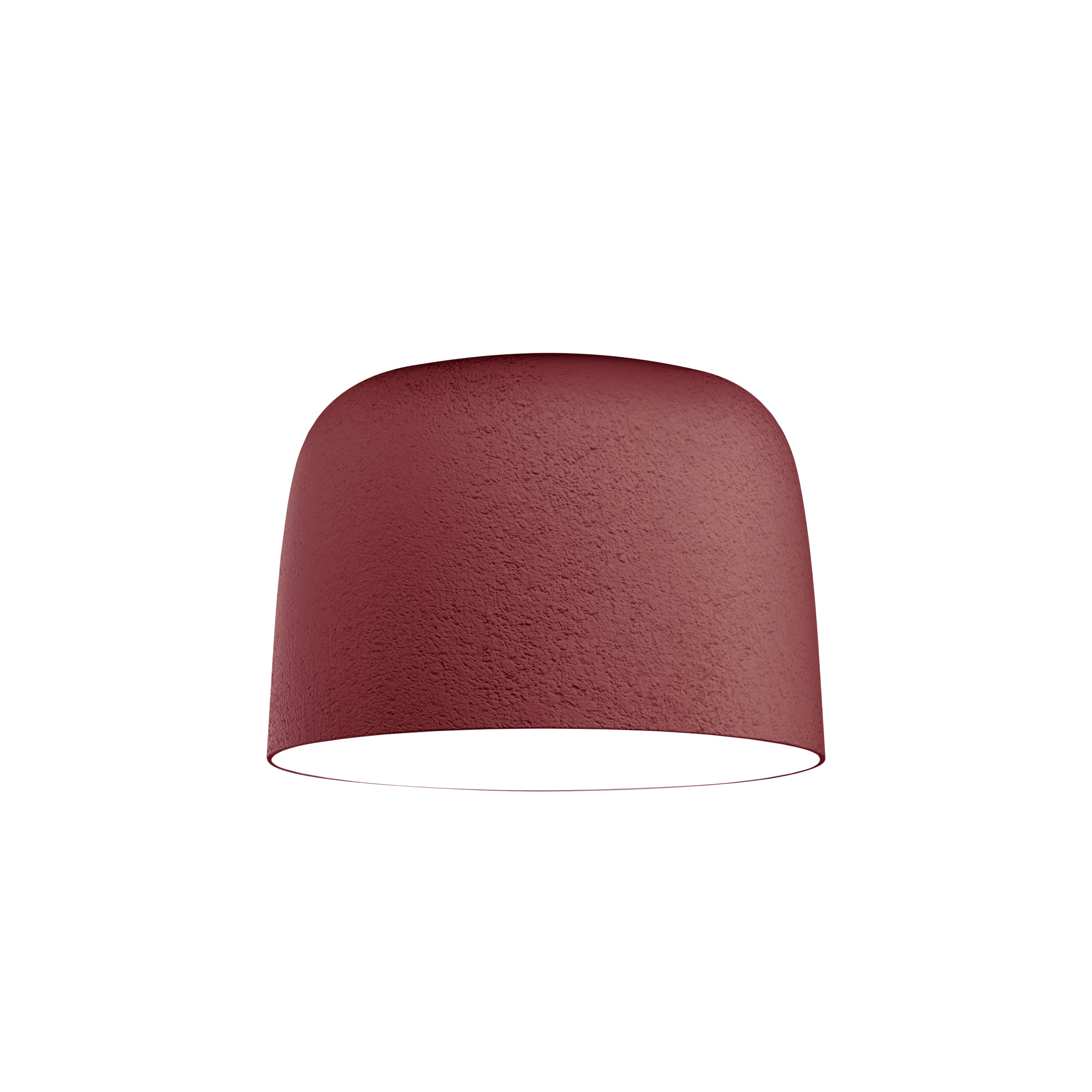 Djembé Deckenleuchte von Marset, rote LED Lampe mit strukturierter Oberfläche für Innenräume.
