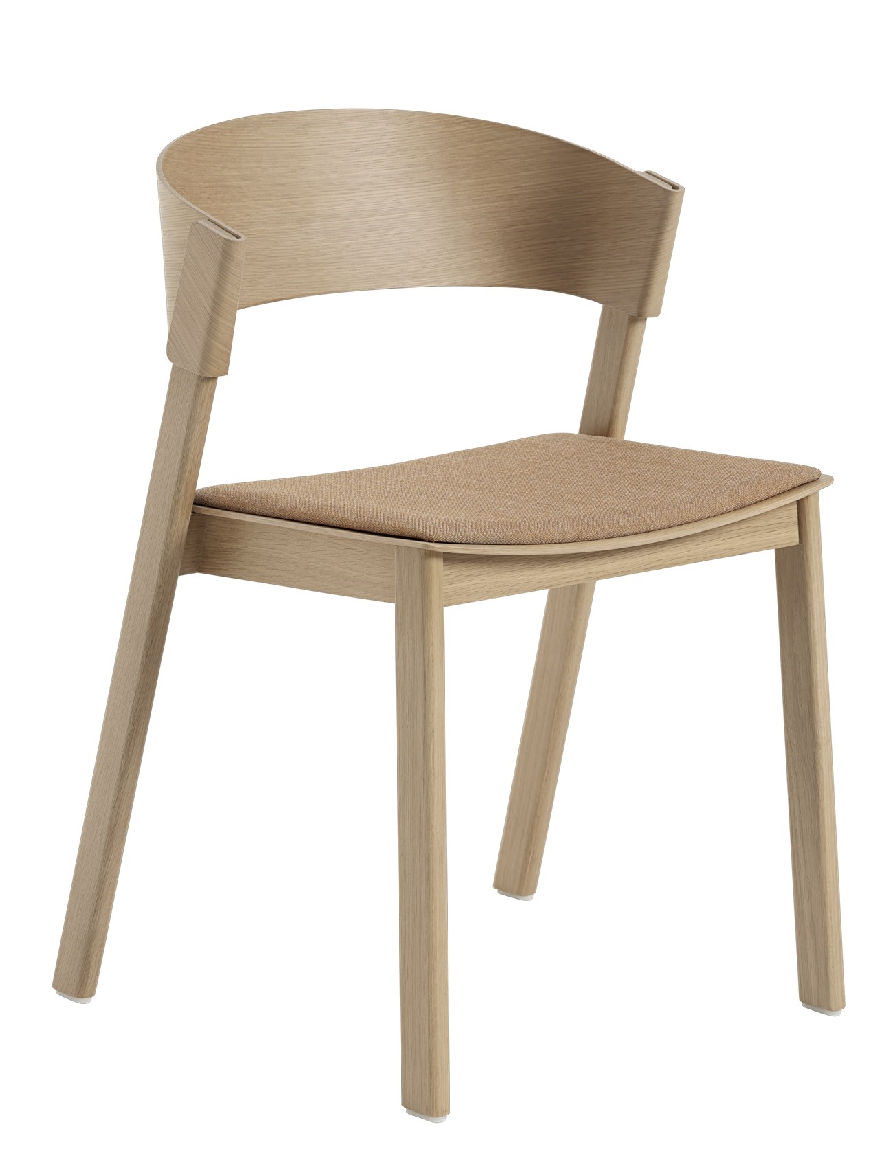 Cover  Side Chair Stuhl von Muuto aus Eichenholz mit Stoffbezug in Beige, Frontansicht.