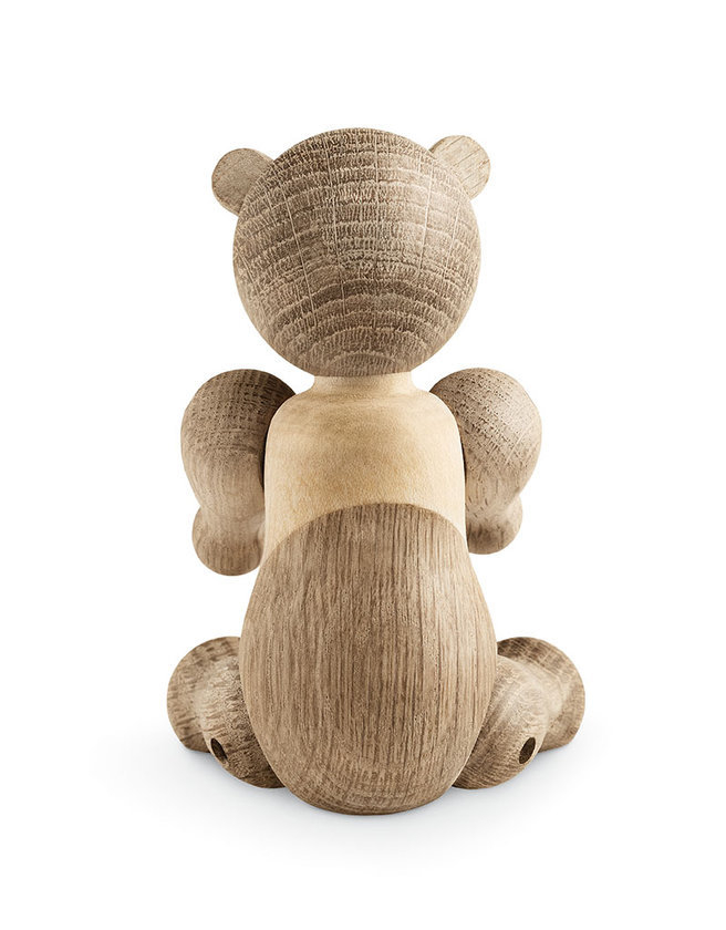 Rückansicht der kleinen Kay Bojesen Bär Holzfigur, ein dekoratives EINZELSTÜCK aus Holz.