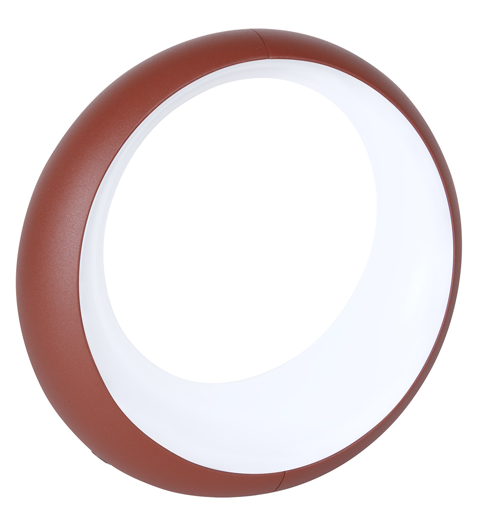 Hoopik Tischleuchte von Fermob in Rotbraun: Moderne LED-Lampe in Ringform für den Innenbereich.