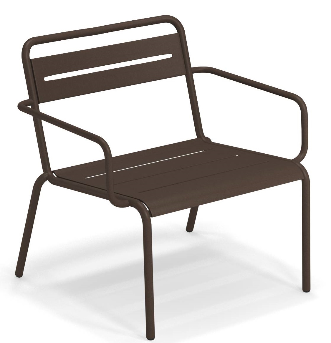Brauner Star Lounge Chair Sessel von Emu für den Außenbereich, Metall, mit Armlehnen.