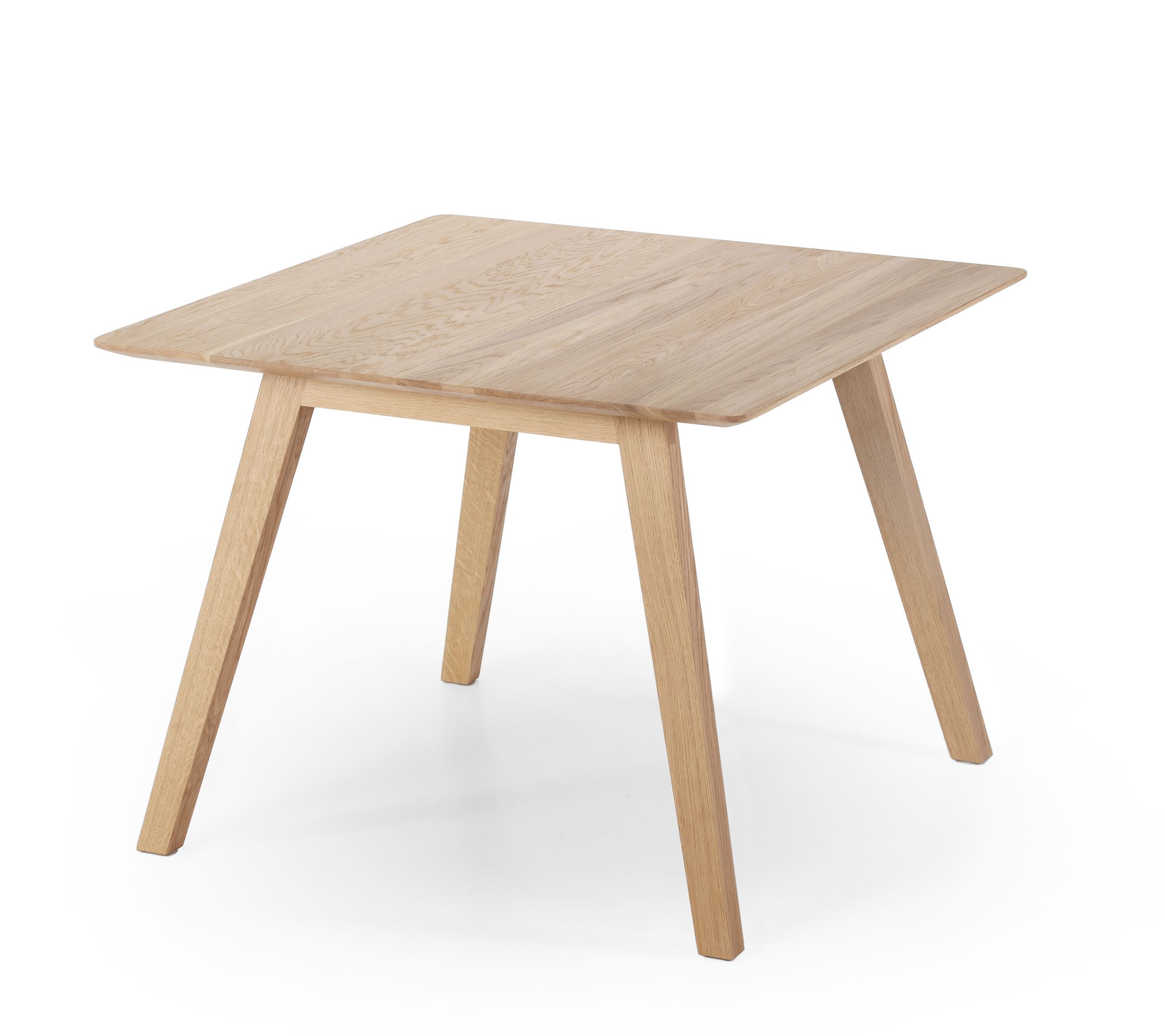 Monk Tisch von Prostoria, quadratischer Esstisch aus hellem Holz mit schlichtem, modernem Design.