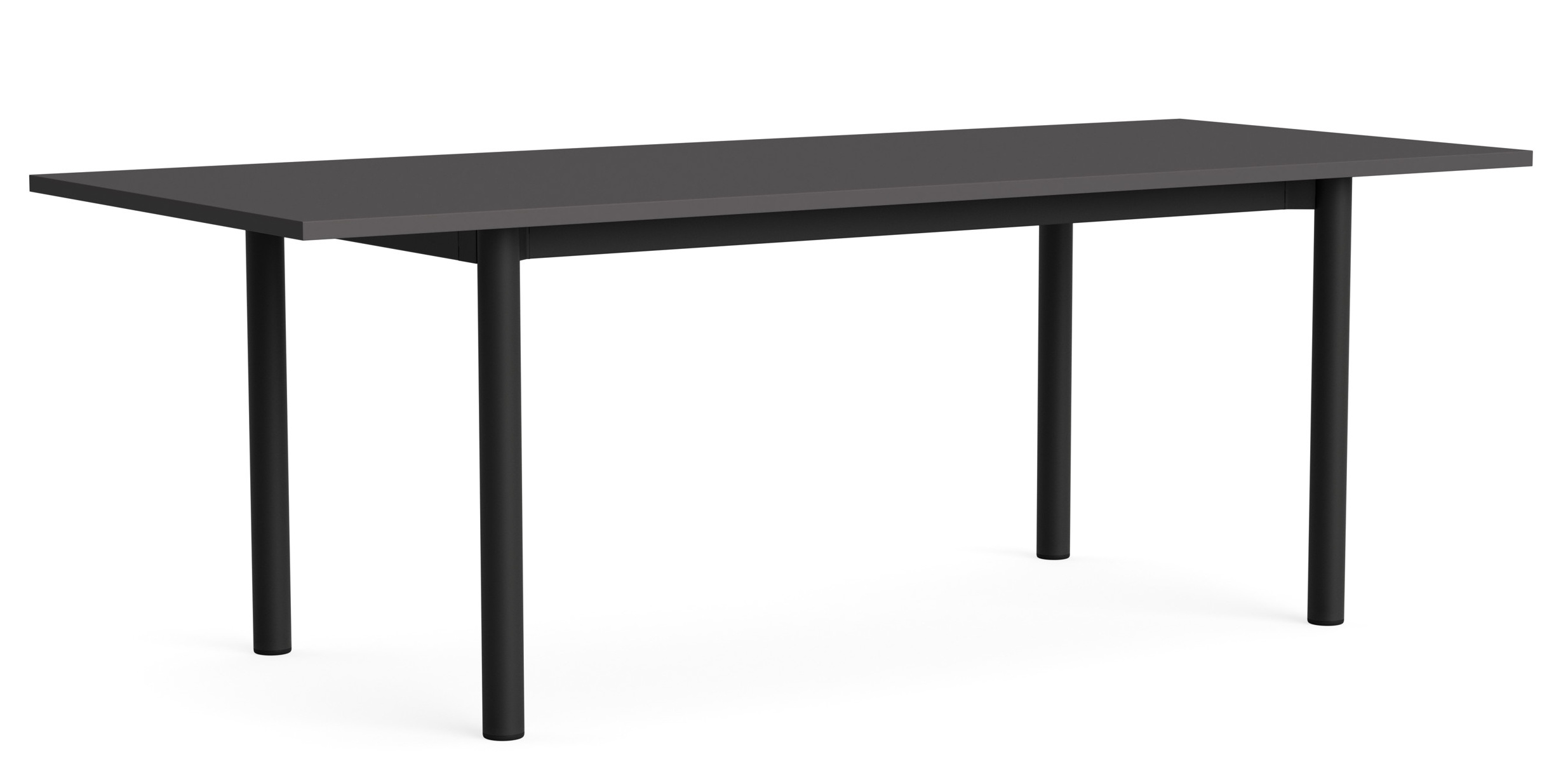 Annex Table Overhang Esstisch von Hay, Esstisch mit grauer Tischplatte und schwarzen Beinen.
