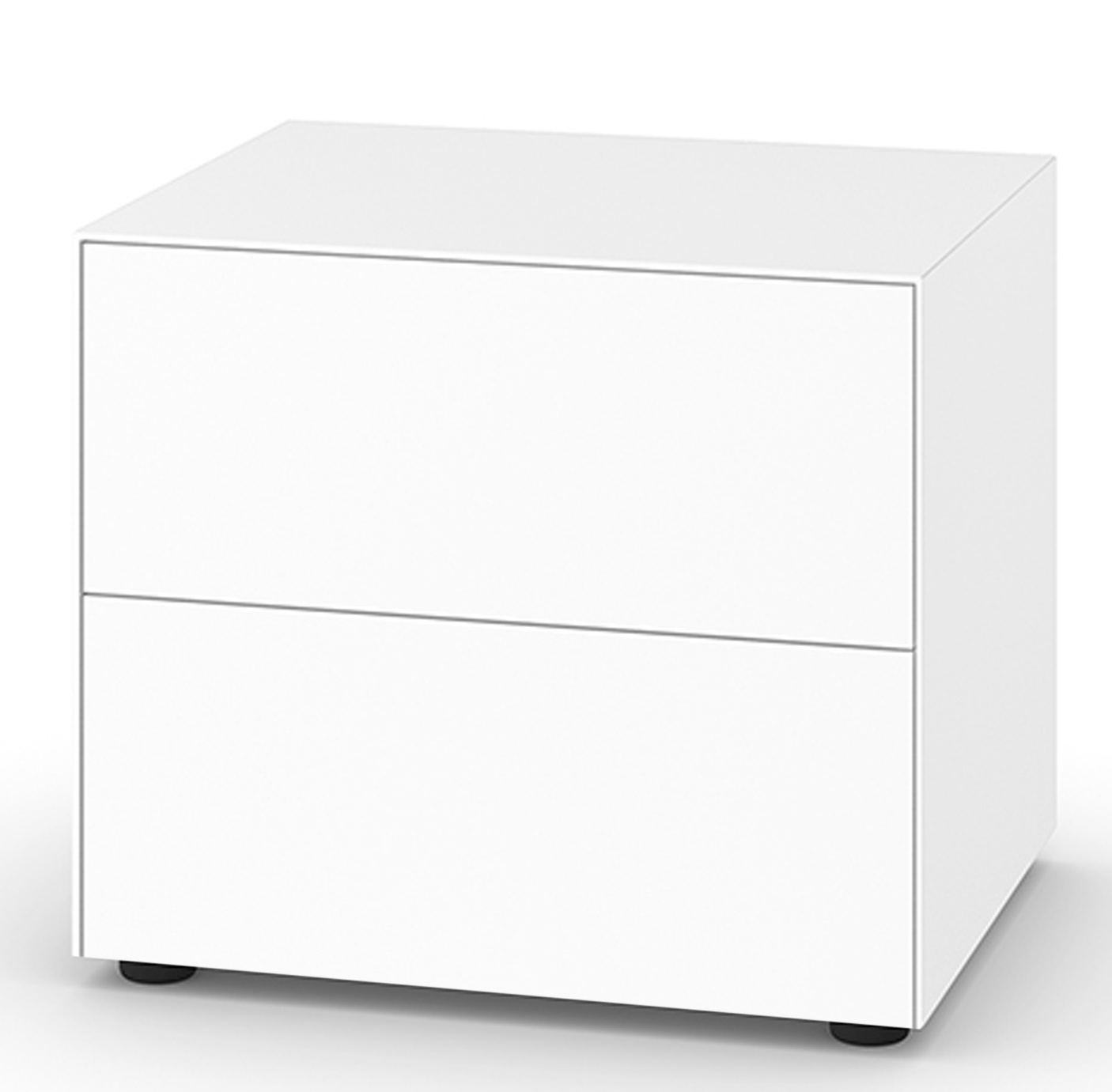 Weißer Nachttisch: Piure Nex Pur Box Board mit Schublade, modernes Schlafzimmermöbel.