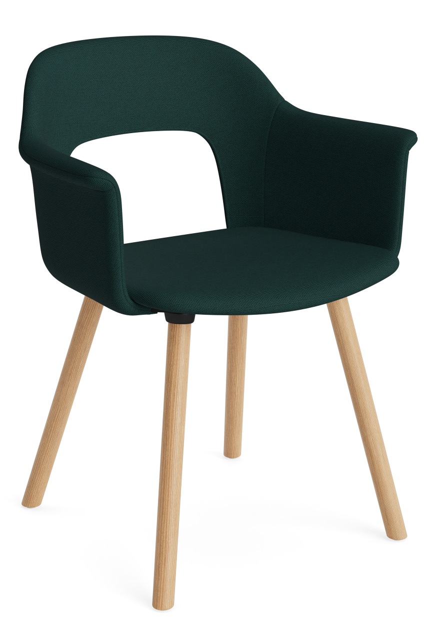 Hay Layout Armchair 224 Armlehnstuhl in Dunkelgrün mit Holzbeinen, moderner Sessel für Wohnzimmer und Büro.