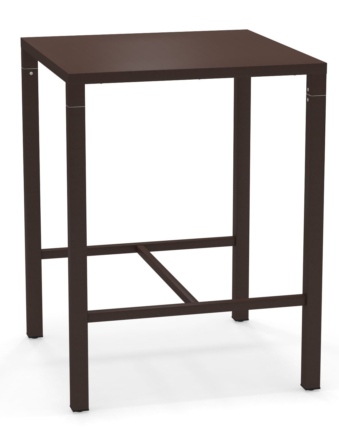 Quadratischer, brauner Nova Hochtisch von Emu für den Außenbereich, ideal für Garten, Terrasse und Balkon.