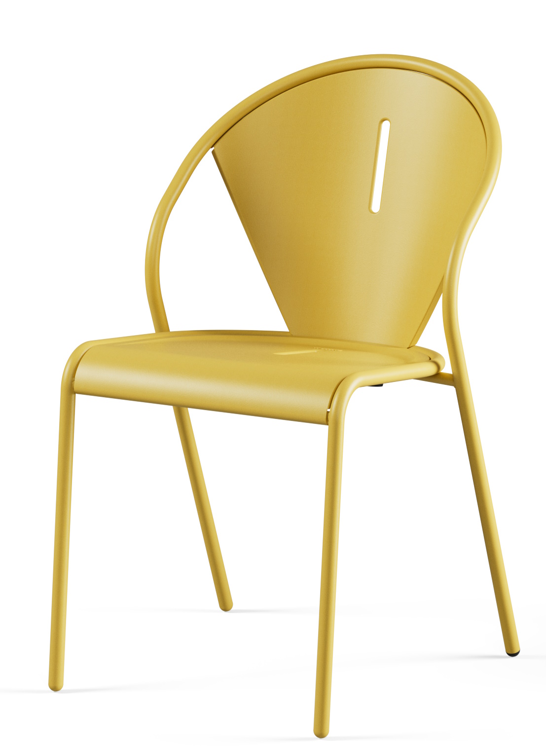 Gelber Code Chair Stuhl Outdoor Emu aus Metall, moderner Gartenstuhl für den Außenbereich.