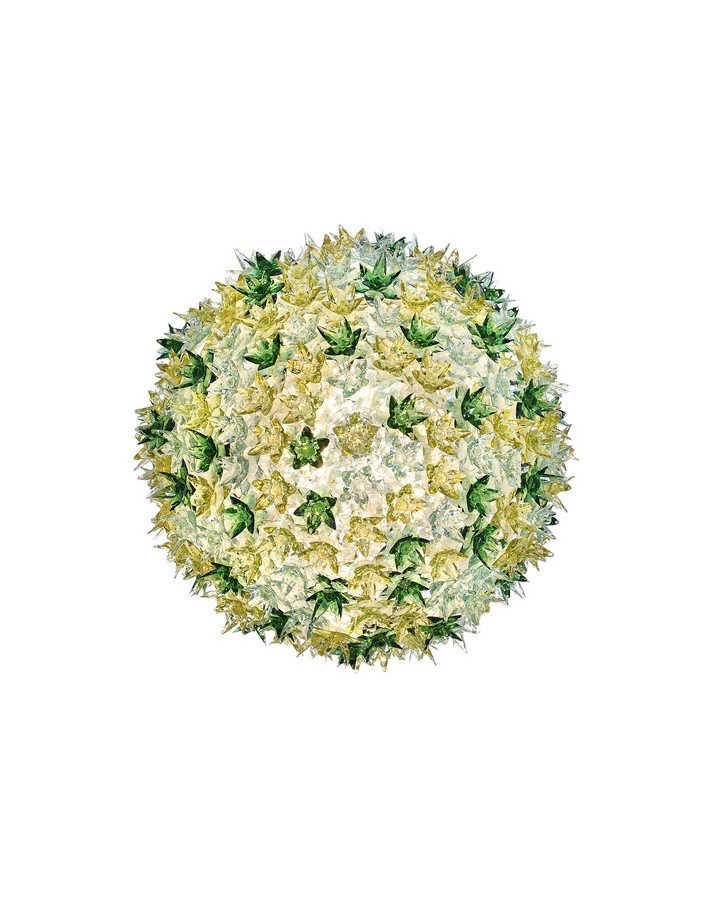 Kartell Bloom Leuchte für Wand oder Decke, grüne und gelbe Blüten, moderne Beleuchtung.