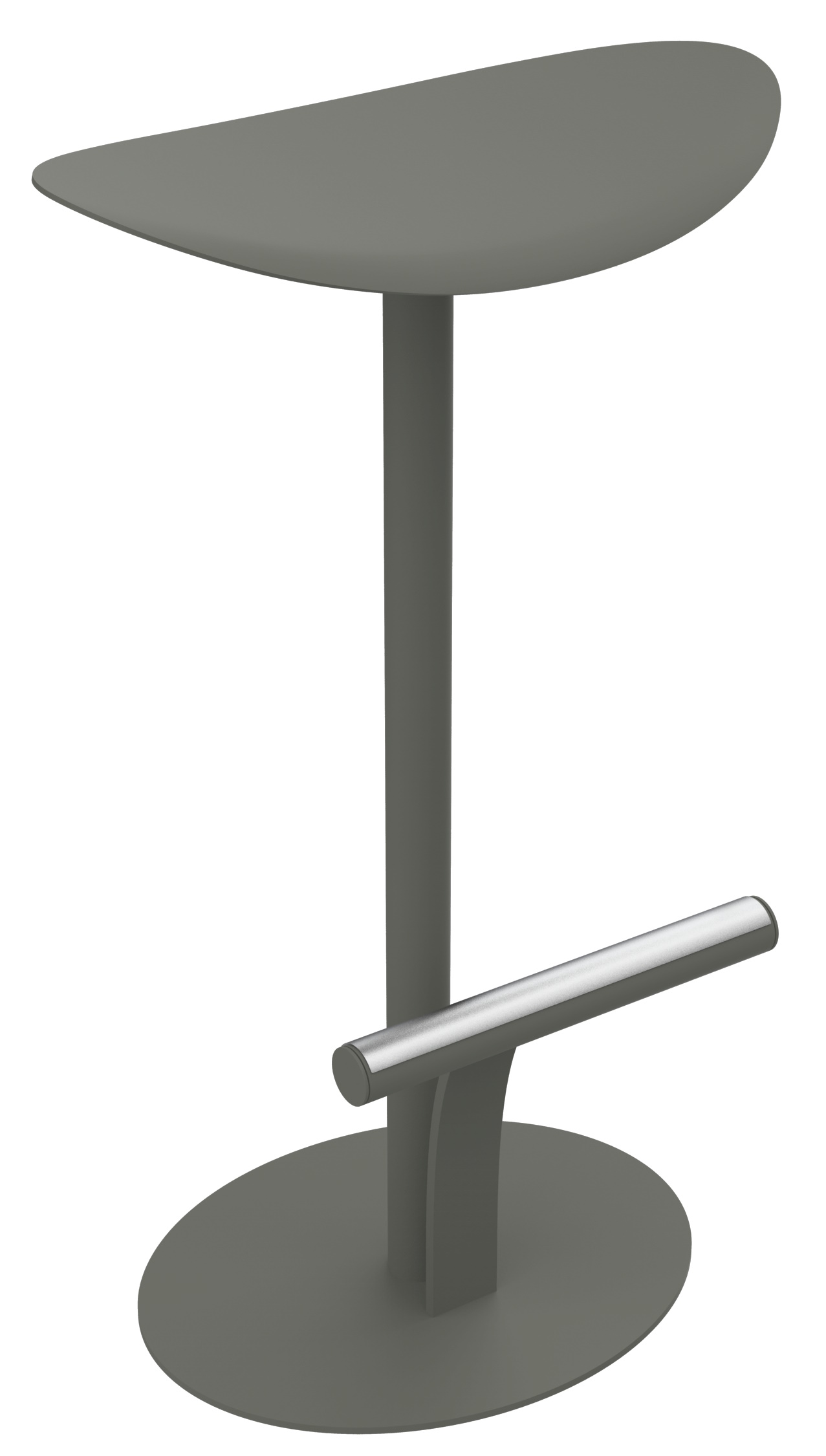 Bolder Hoher Hocker von Fermob für den Außenbereich, grau, mit Fußstütze aus Metall.