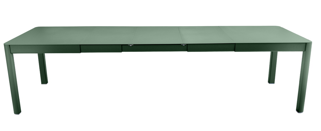 Fermob Ribambelle Gartentisch in Grün, ausziehbar, ideal für den Außenbereich und stilvolle Terrassenmöbel.