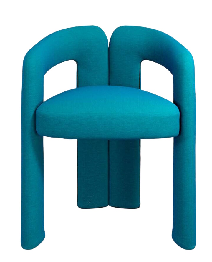 Türkisfarbener 562 Dudet Sessel von Cassina, moderner Design Sessel mit einzigartiger Form und Stoffbezug.