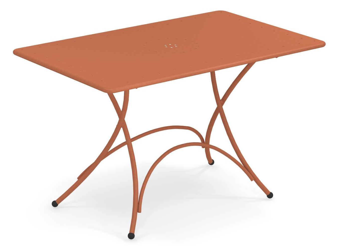 Pigalle Klapptisch Outdoor Emu, rechteckig, aus Metall in Terrakotta, für Garten und Balkon.