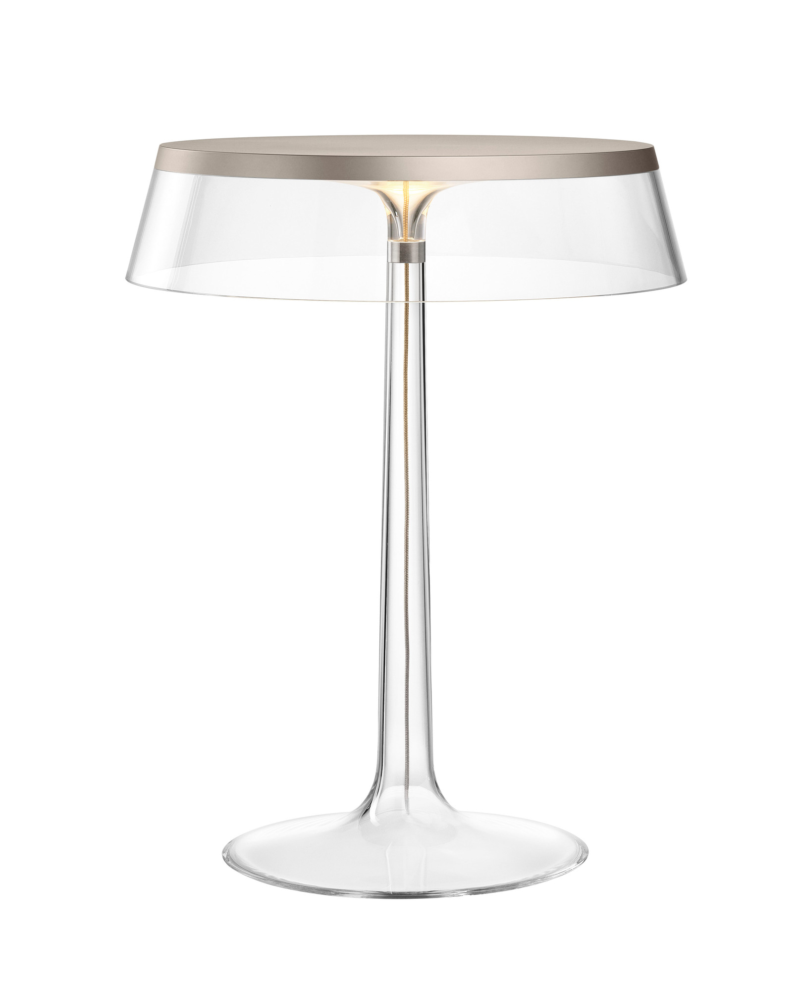 Krone für Bon Jour Tischleuchte von Flos: Elegante Tischlampe mit transparentem Schirm und sanftem Licht.