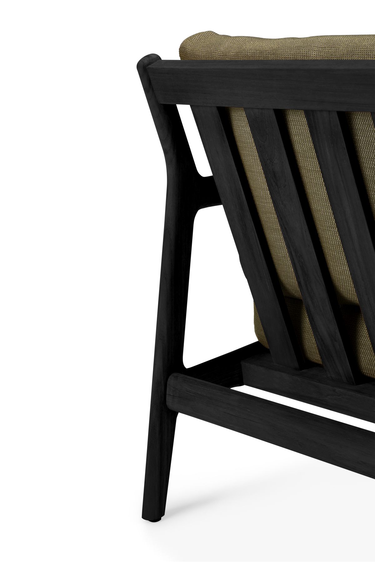 Jack Outdoor-loungestoel, teak, zwart gelakt, groene stof, Ethnicraft