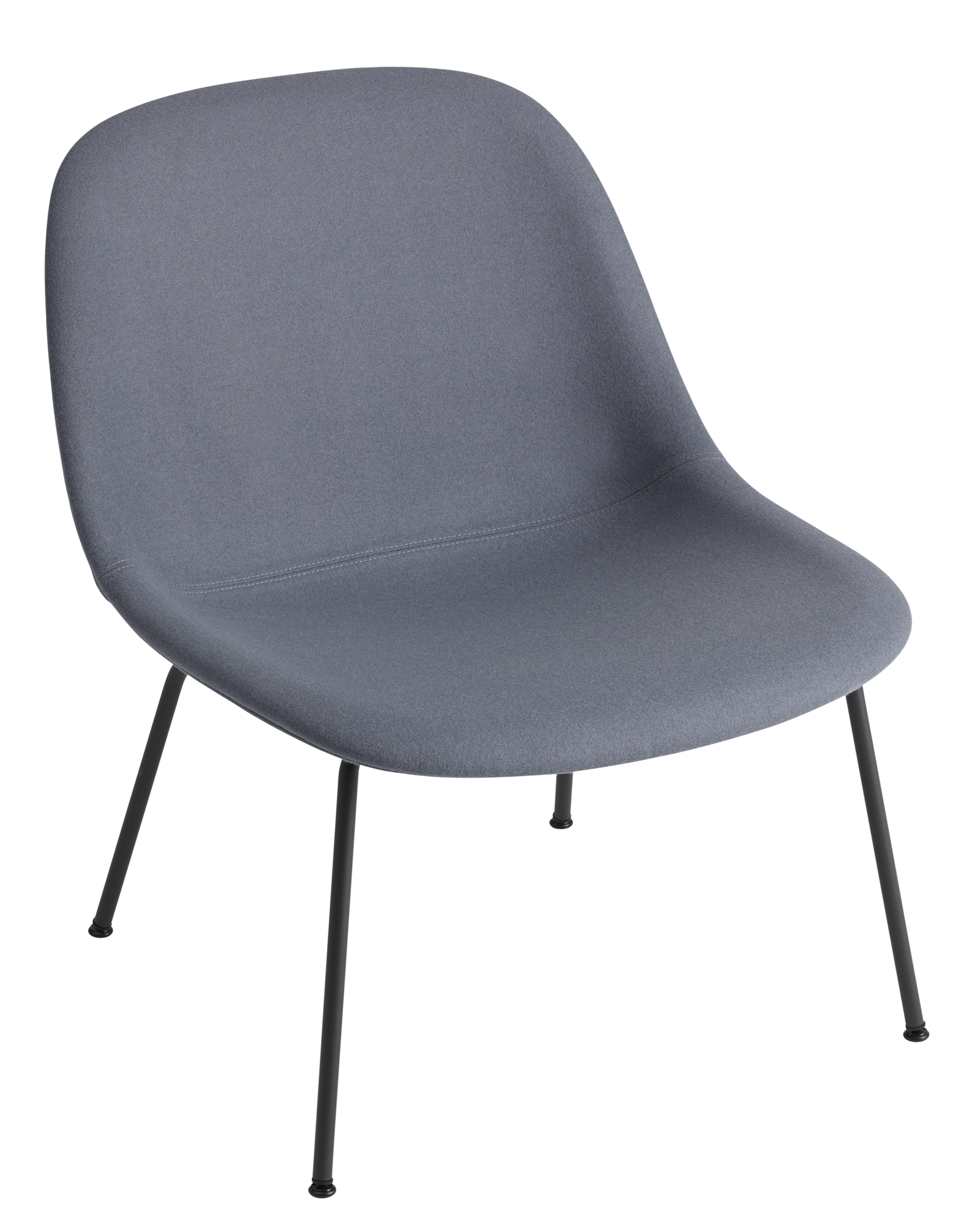 Grauer Fiber Lounge Chair von Muuto mit schwarzem Stahlrohrgestell, moderner Sessel für Wohnzimmer.