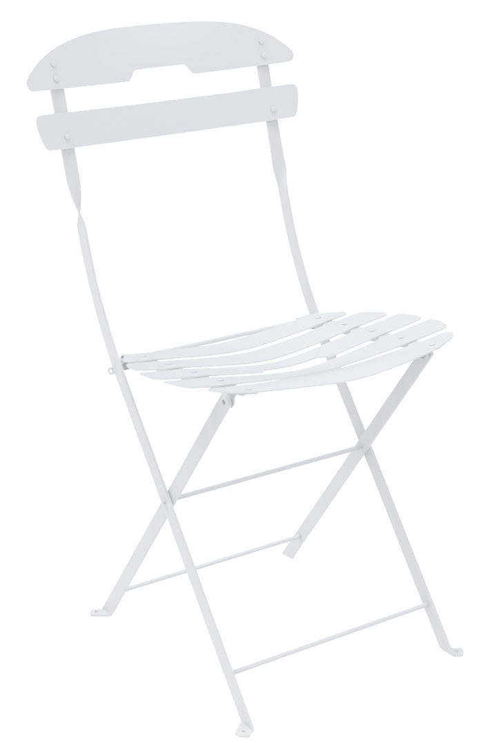 Weißer La Môme Klappstuhl von Fermob für den Garten oder Balkon, aus Metall.