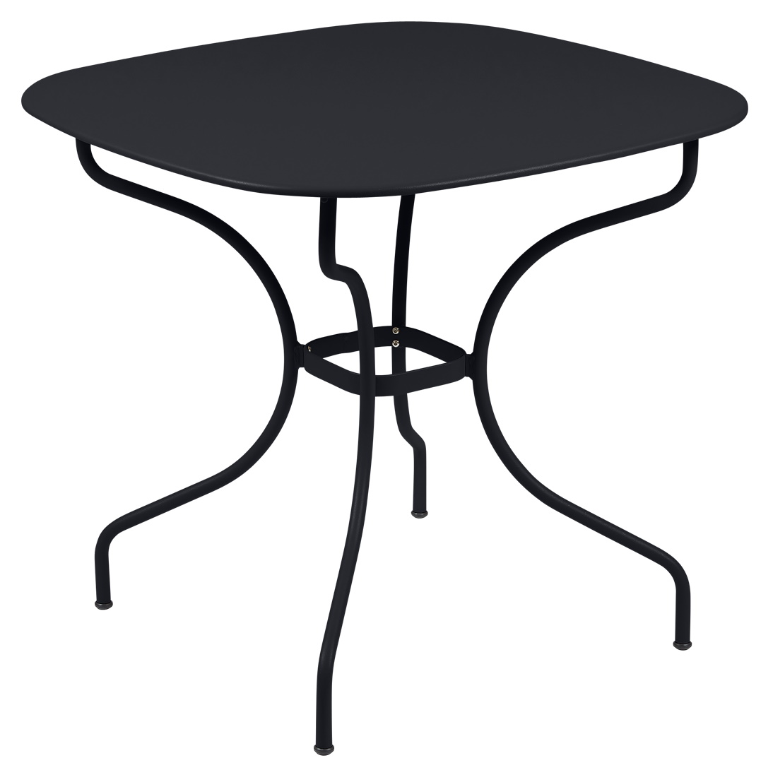Schwarzer Fermob Opéra+ Carronde Gartentisch, quadratisch, 82x82 cm, ideal für den Außenbereich und stilvolle Terrassenmöbel.