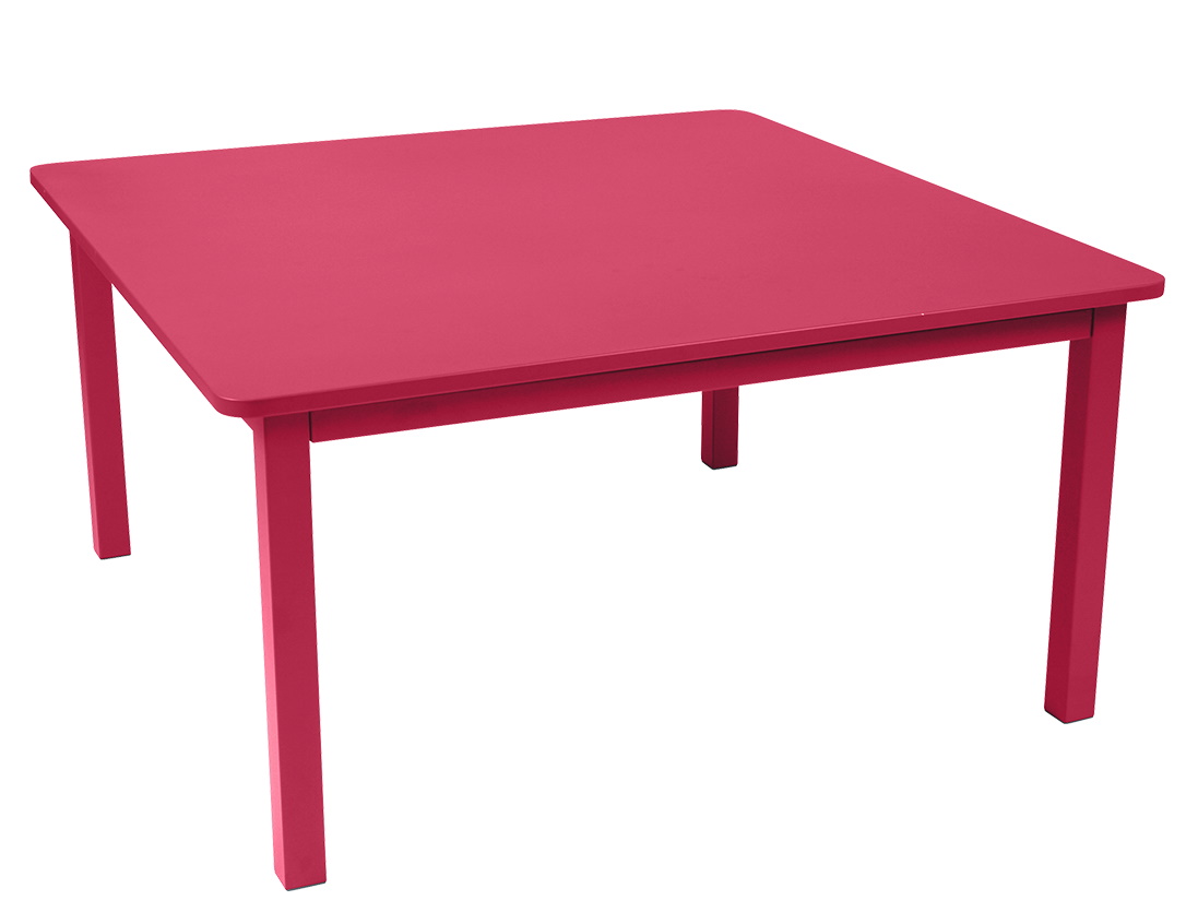 Fermob Craft Tisch für den Außenbereich, quadratisch, aus Metall in Pink, moderne Gartentisch Möbel.
