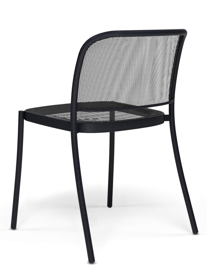 Schwarzer Cafè Chair Stuhl von Emu für den Außenbereich, Rückansicht mit Netzstruktur.