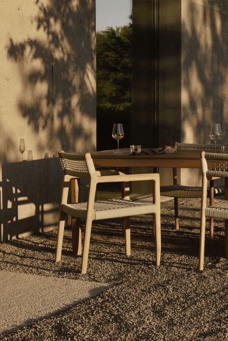 Jack Woven Outdoor-stoel van teakhout van Ethnicraft