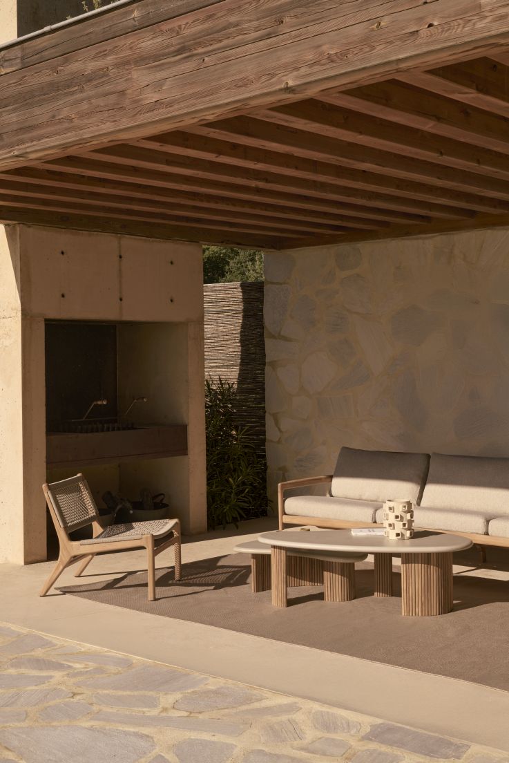 Boomerang Outdoor salontafel beton/teak Ethnicraft