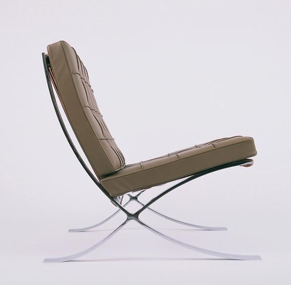 Barcelona Sessel Relax von Knoll International, braunes Leder, verchromter Stahlrahmen, modernes Design für Wohnzimmer und Büro.