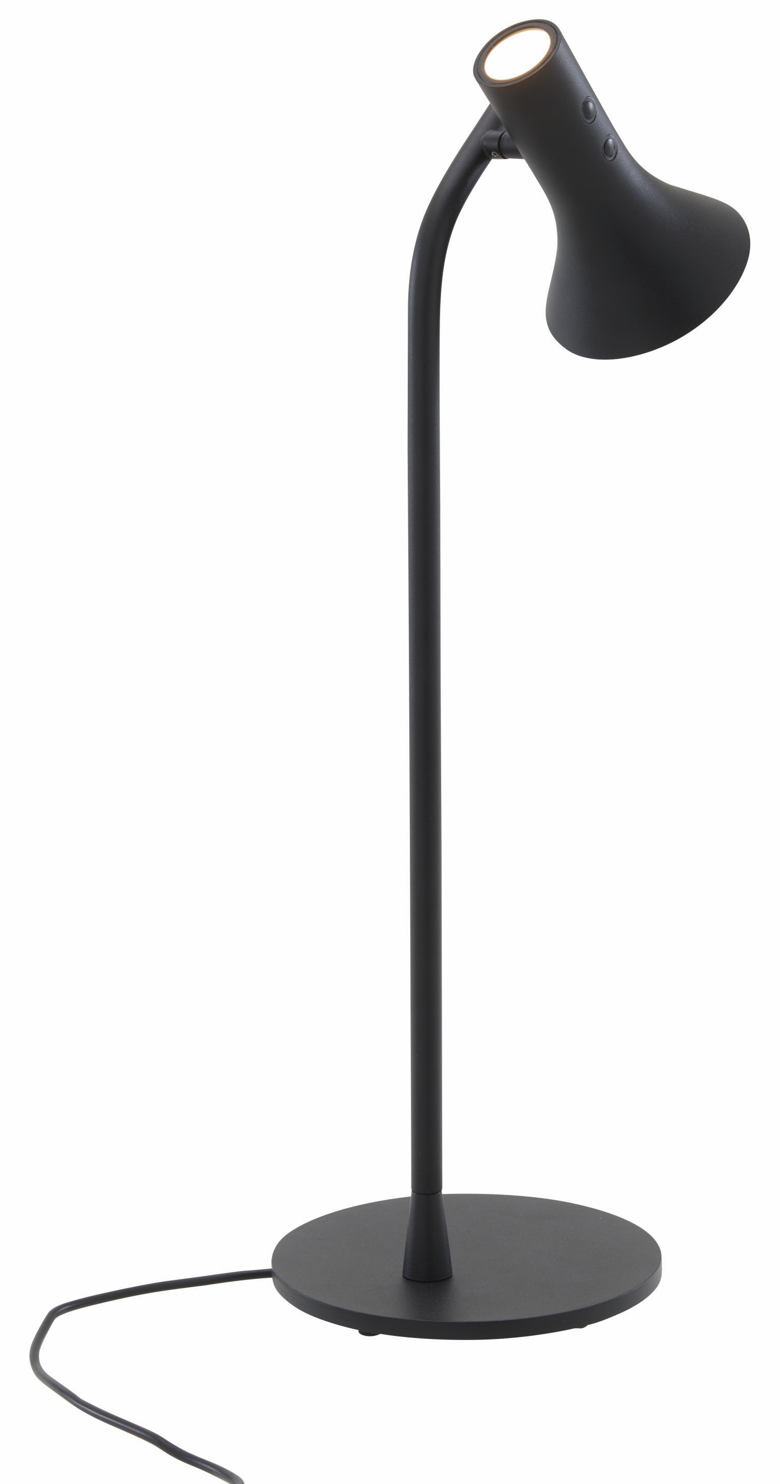 Asha Tischleuchte von ligne roset in Schwarz, moderne Schreibtischlampe mit verstellbarem Leuchtenkopf.