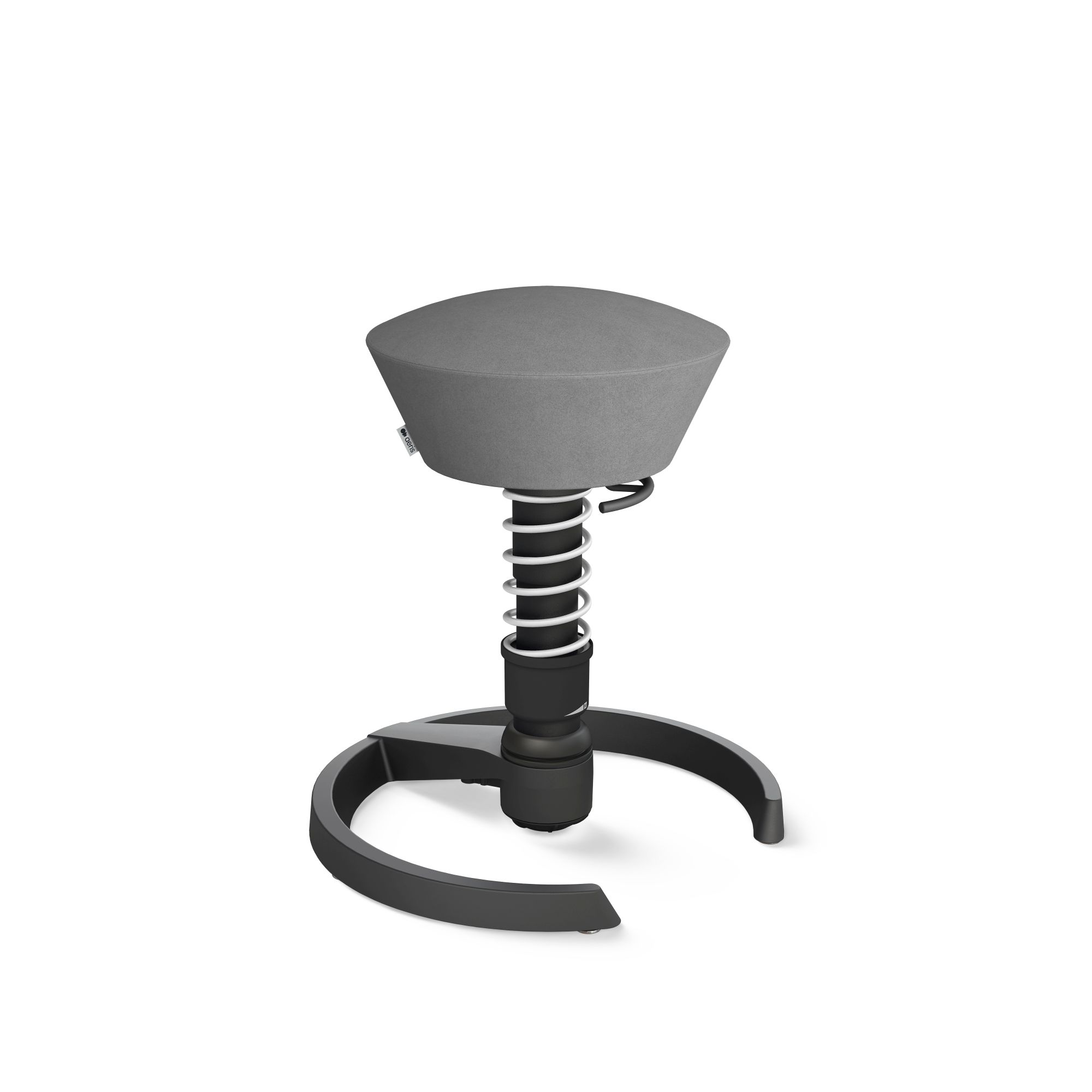 Grauer Aeris Swopper Bürostuhl mit Federung und schwarzem Fußkreuz, ergonomischer Hocker für dynamisches Sitzen.