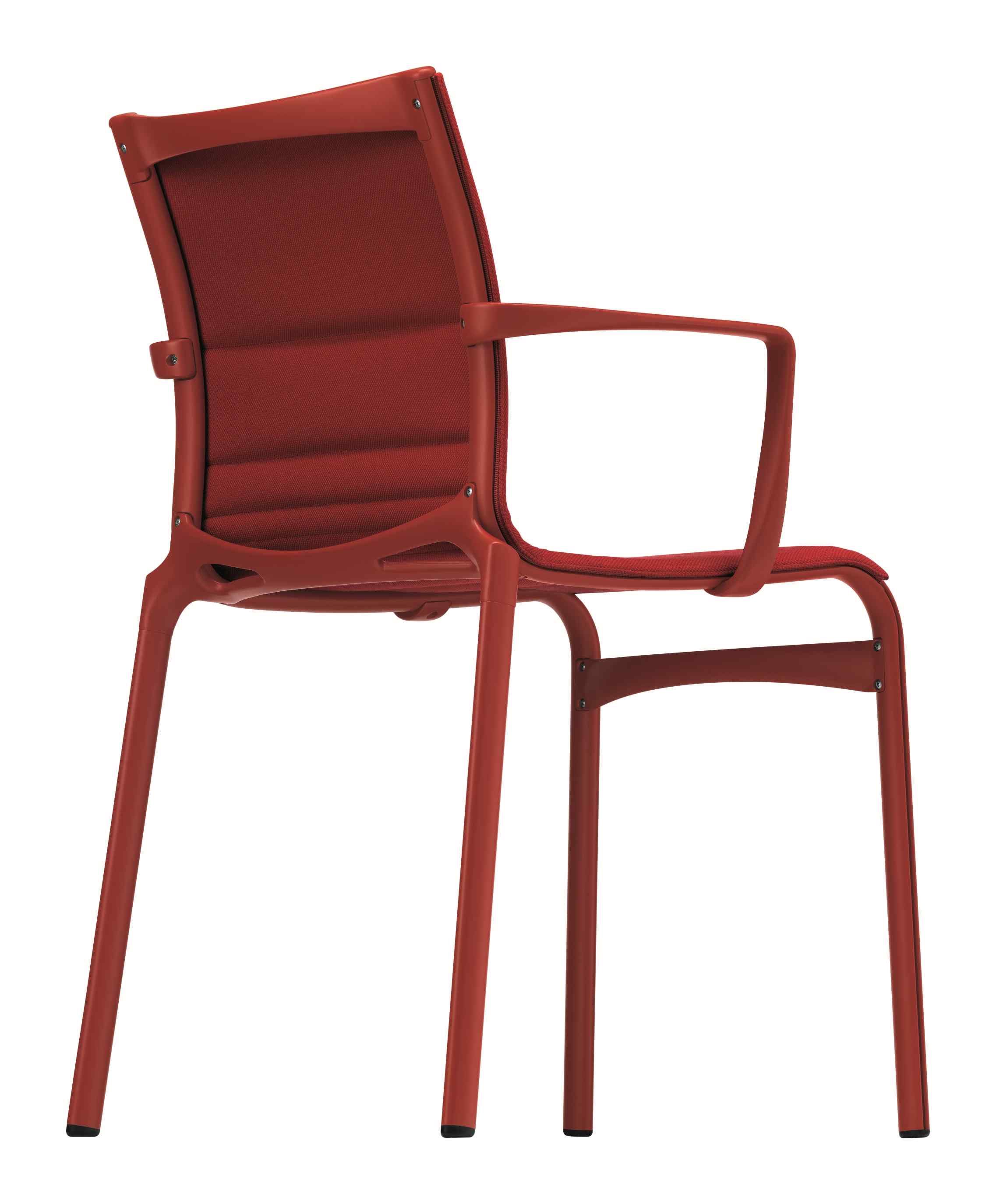 Bigframe Stuhl in Rot, Bürostuhl mit Armlehnen, ergonomisch und modern für Konferenzräume und Wartebereiche.