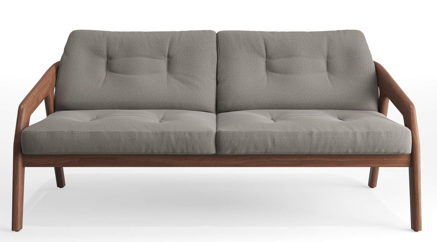 Friday 2 Sofa 2-Sitzer von Zeitraum, graues Stoffsofa mit Holzrahmen, modernes Design für Wohnzimmer.