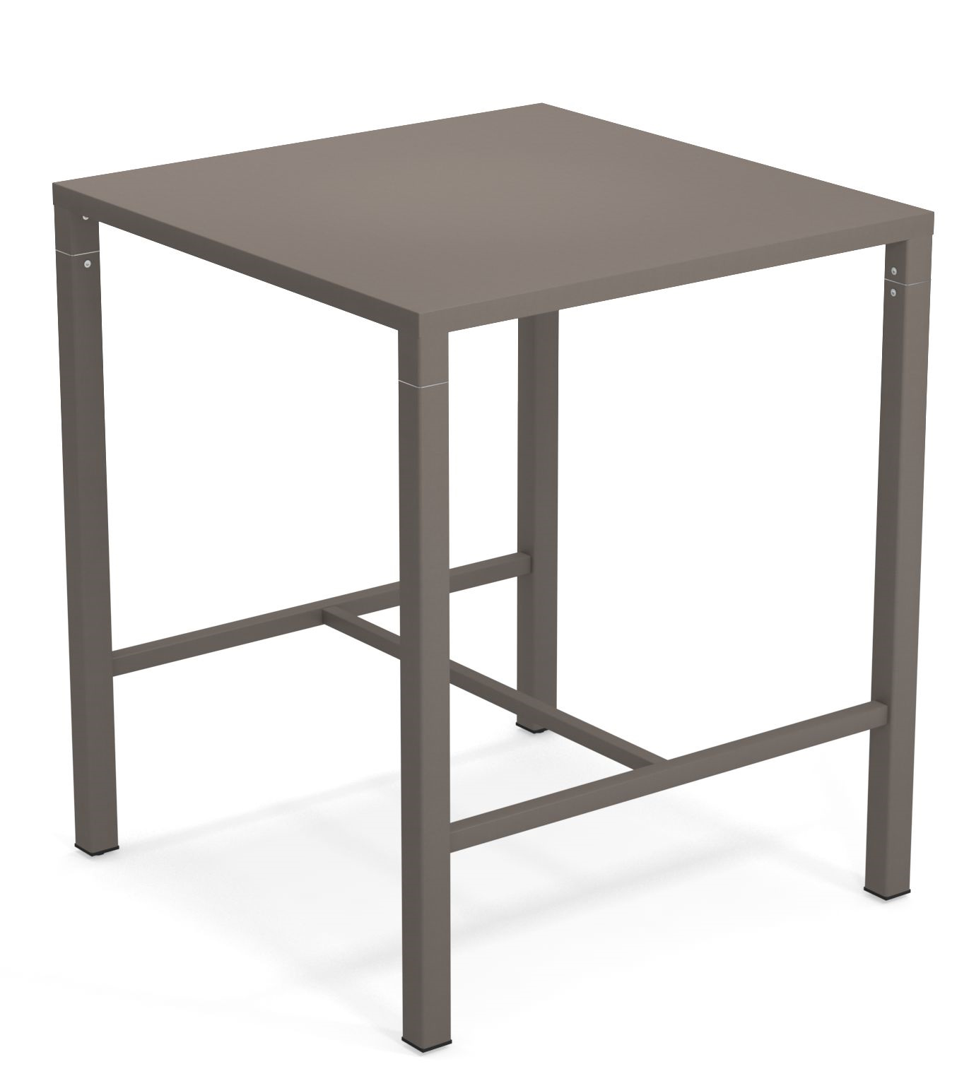 Quadratischer Nova Hochtisch Outdoor von Emu in Taupe, ideal für Garten, Terrasse und Balkon.