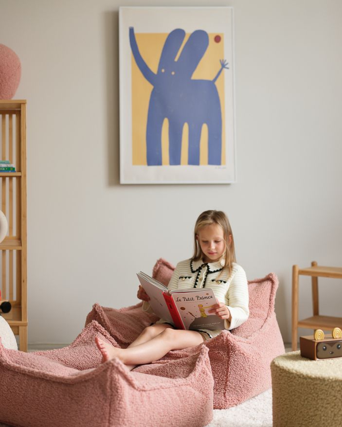 Kinderzitzakstoel Teddystof Guave Wigiwama