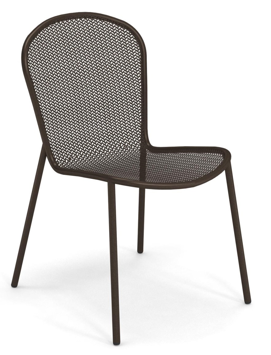 Ronda X Stuhl von Emu für den Außenbereich, braunes Metallgeflecht, modernes Design.