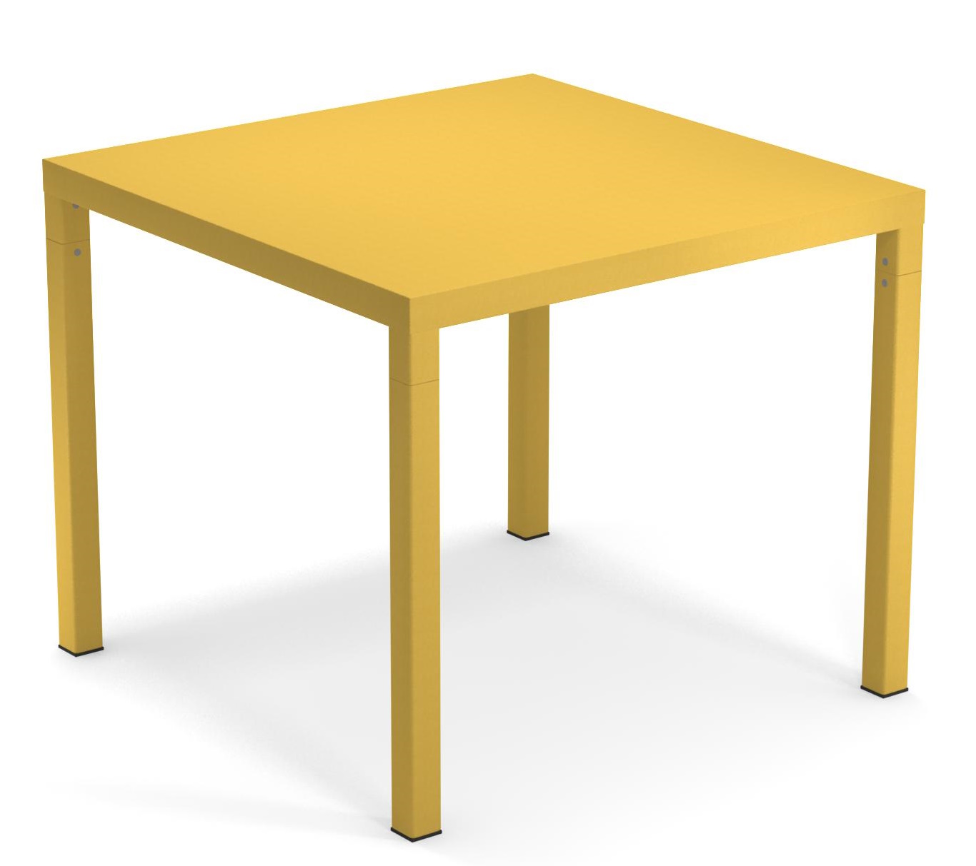 Gelber Nova Tisch von Emu für den Außenbereich, quadratisch und modern designt.