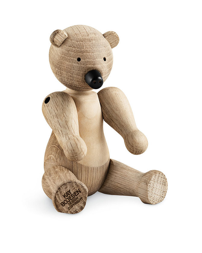 Kay Bojesen Bär Holzfigur, kleine Holzdeko als Sammlerstück und zeitloses Designobjekt für Kinderzimmer.