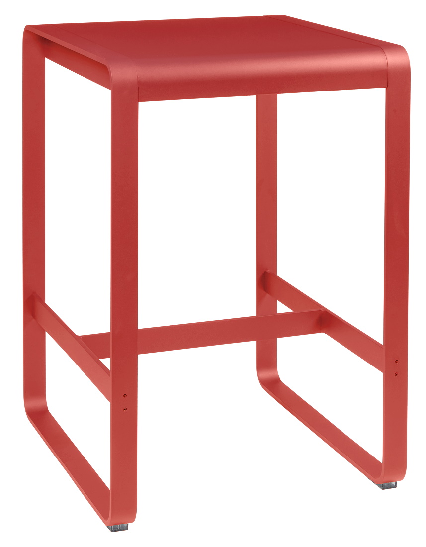 Roter Fermob Bellevie Outdoor Stehtisch aus Metall, ideal für Garten, Terrasse oder Balkon.