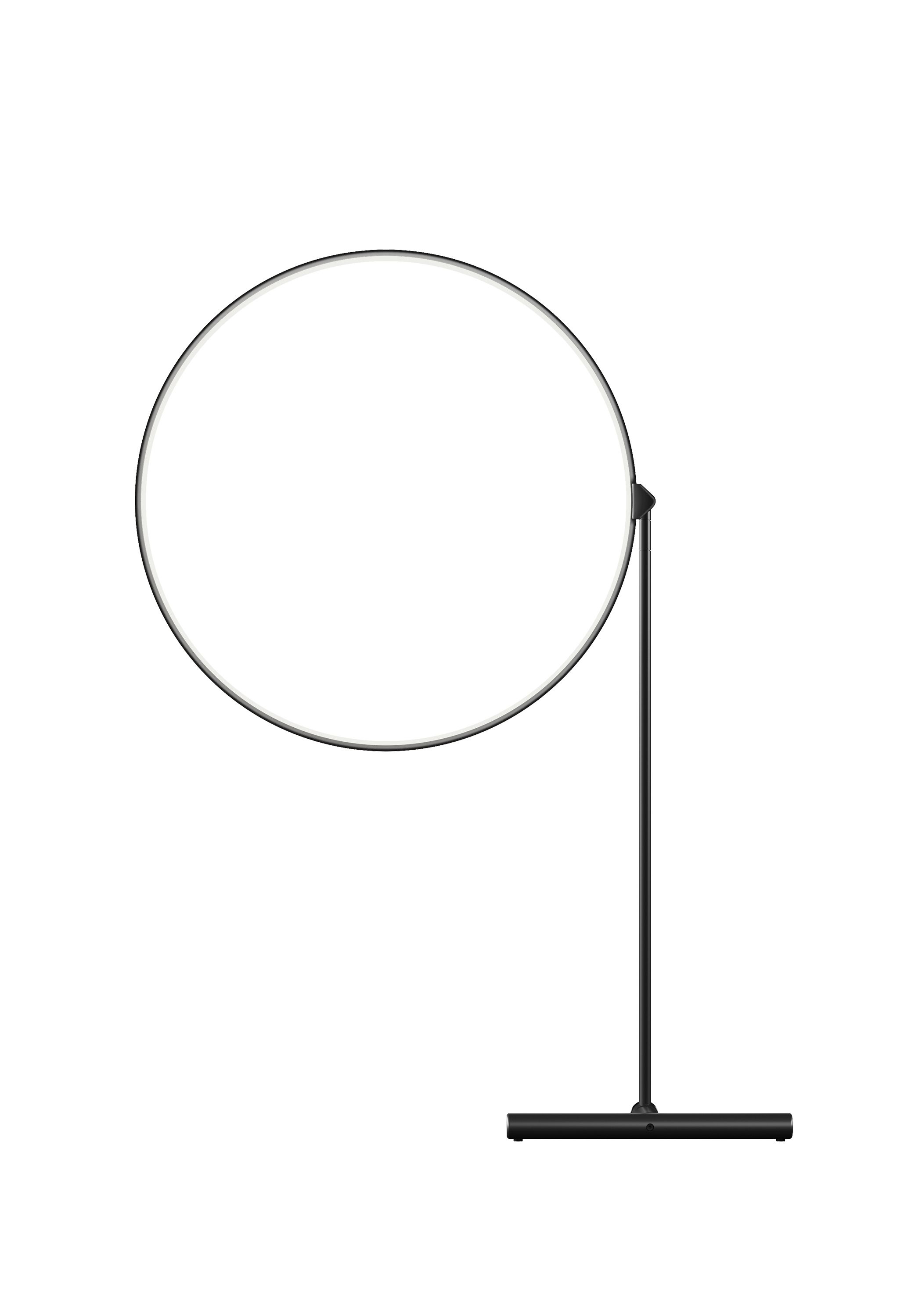 Schwarze Poise Tischleuchte von Kdln mit rundem, dimmbarem LED-Licht und minimalistischem Design.