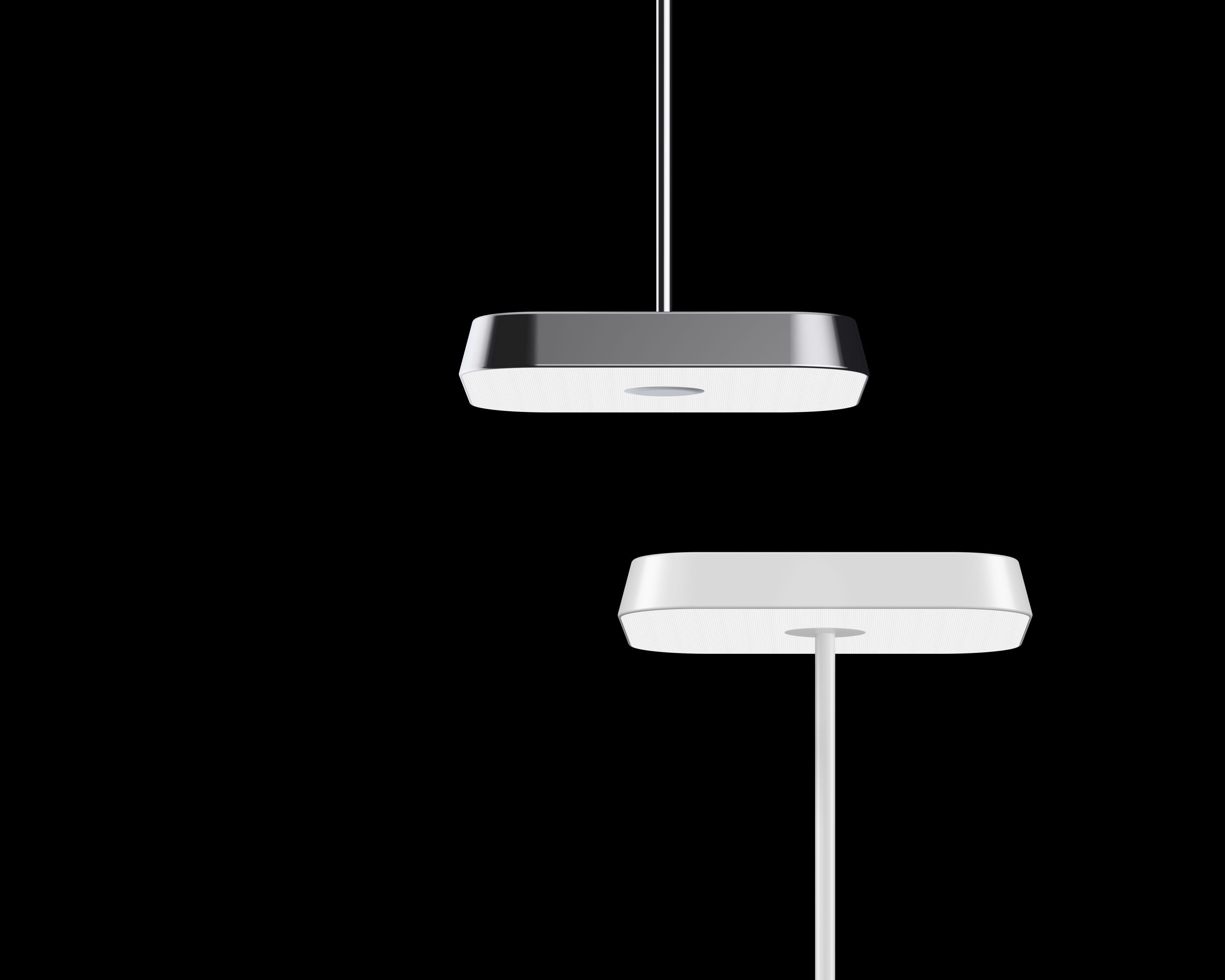 Koi-Q Tischleuchte für USM Haller in Schwarz und Weiß, modernes Design.