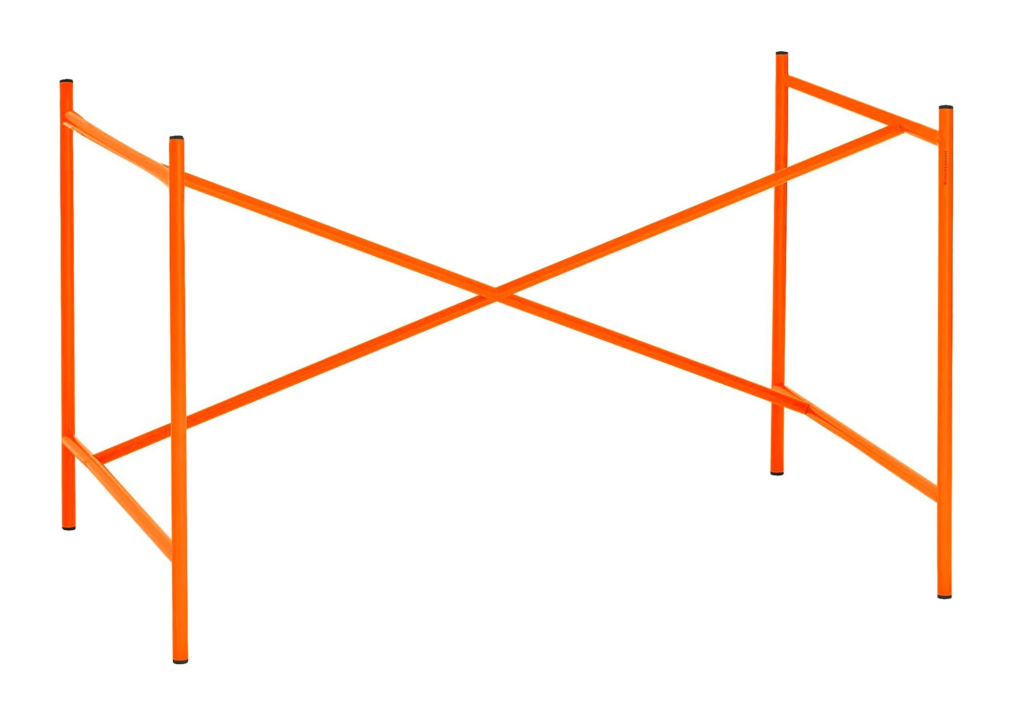 Orangefarbenes Eiermann Tischgestell mit mittigen Kreuzstreben von Richard Lampert, B 110 cm.