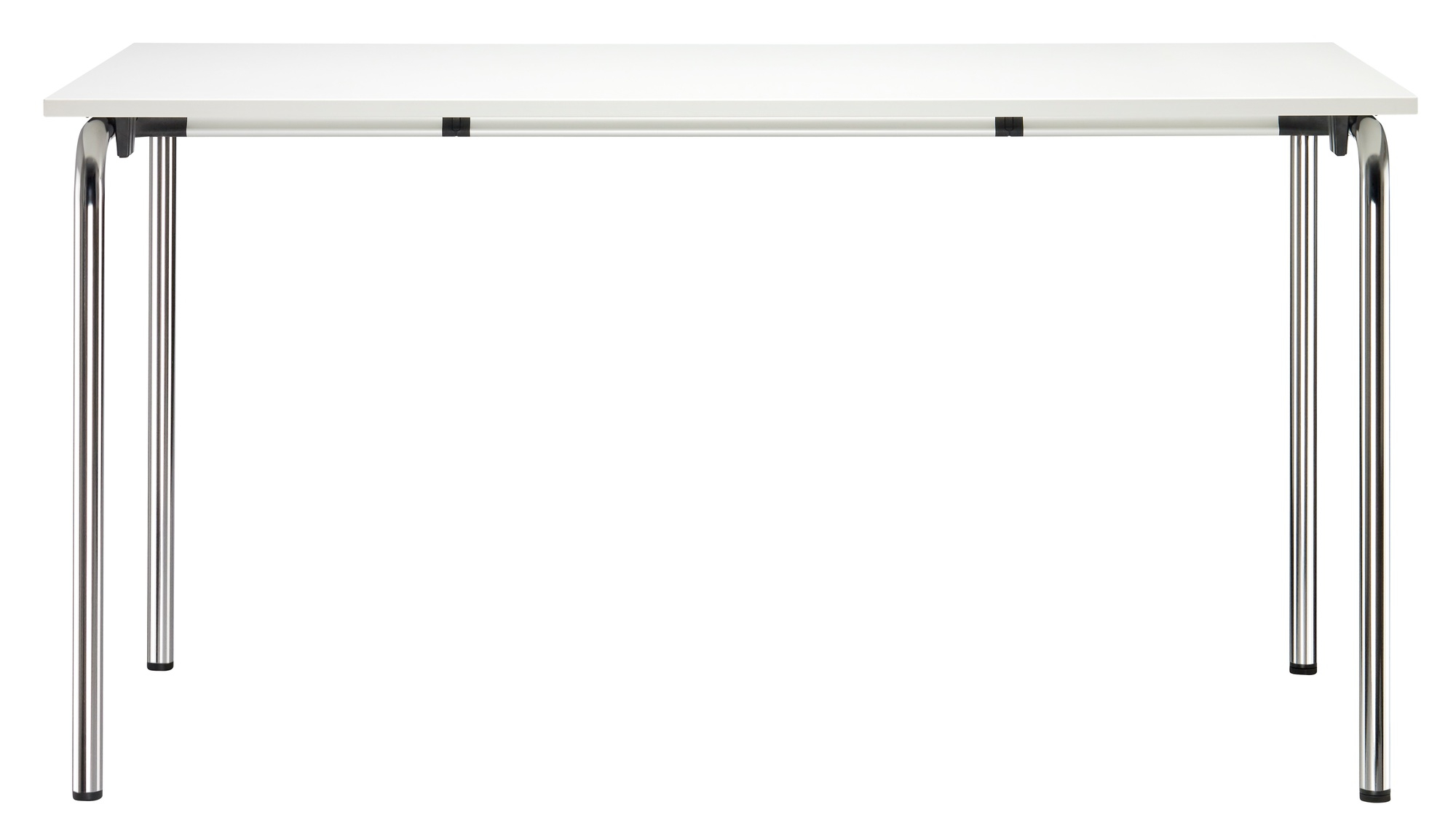 Weißer S 1196 Klapptisch von Thonet mit verchromtem Stahlrohrgestell, ideal für Konferenzräume und Büros.