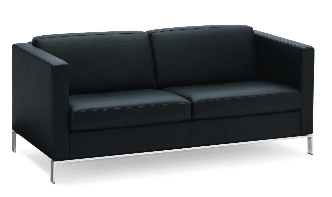Schwarzes FOSTER 500 Sofa von Walter Knoll mit Lederbezug und silbernen Füßen. Modernes Design.
