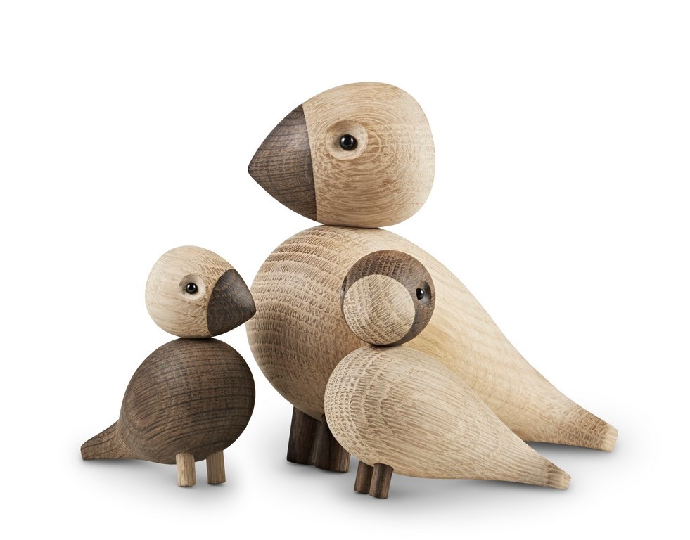 Alfred Vogel Holzfigur Kay Bojesen: Drei Holzfiguren Vögel in verschiedenen Größen, skandinavisches Design.