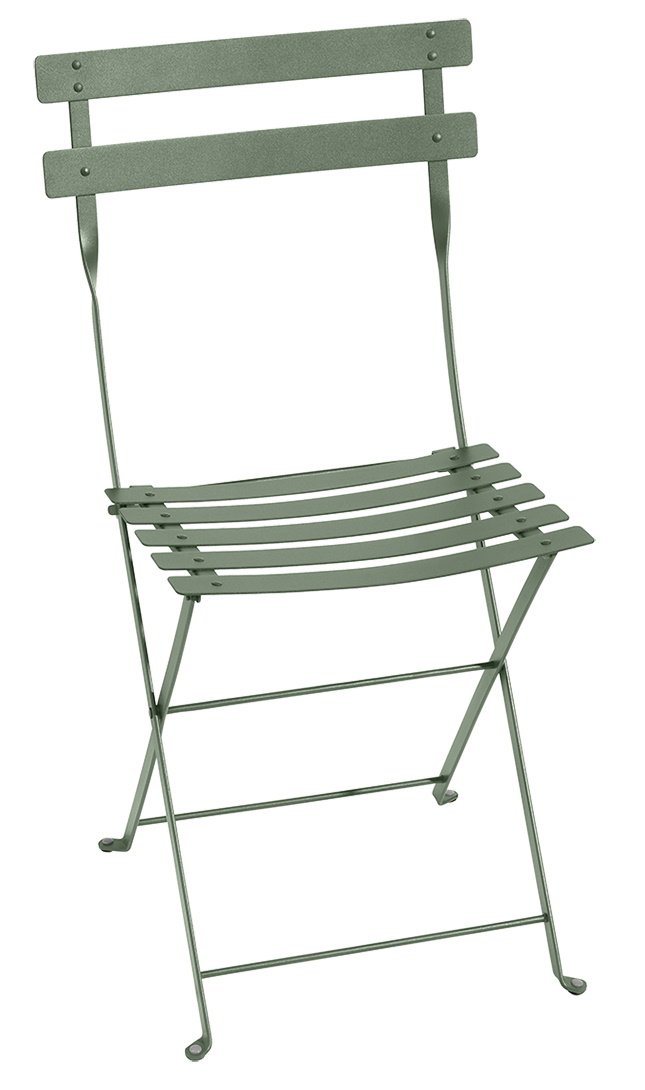 Bistro Gartenstuhl aus Metall in Kaktusgrün, ein klappbarer Outdoor Stuhl für Garten und Balkon.