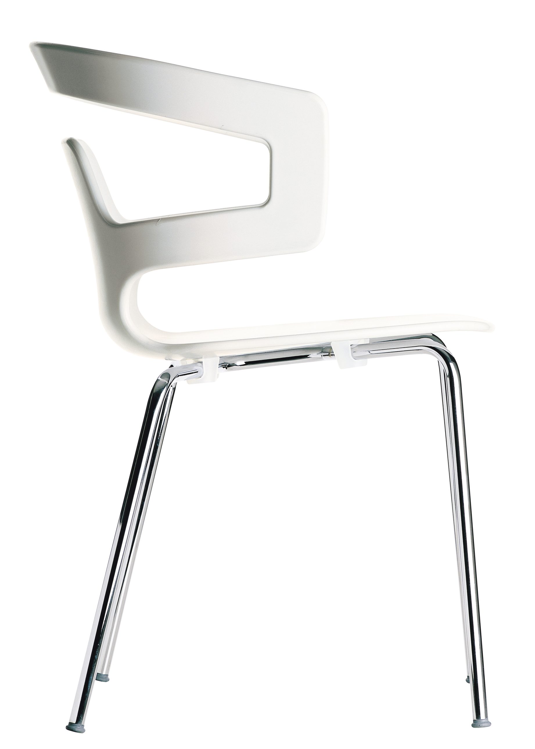 Weißer Segesta Chair 500 Stuhl Alias mit verchromten Beinen, moderner Bürostuhl für Konferenzräume und Wartezimmer.