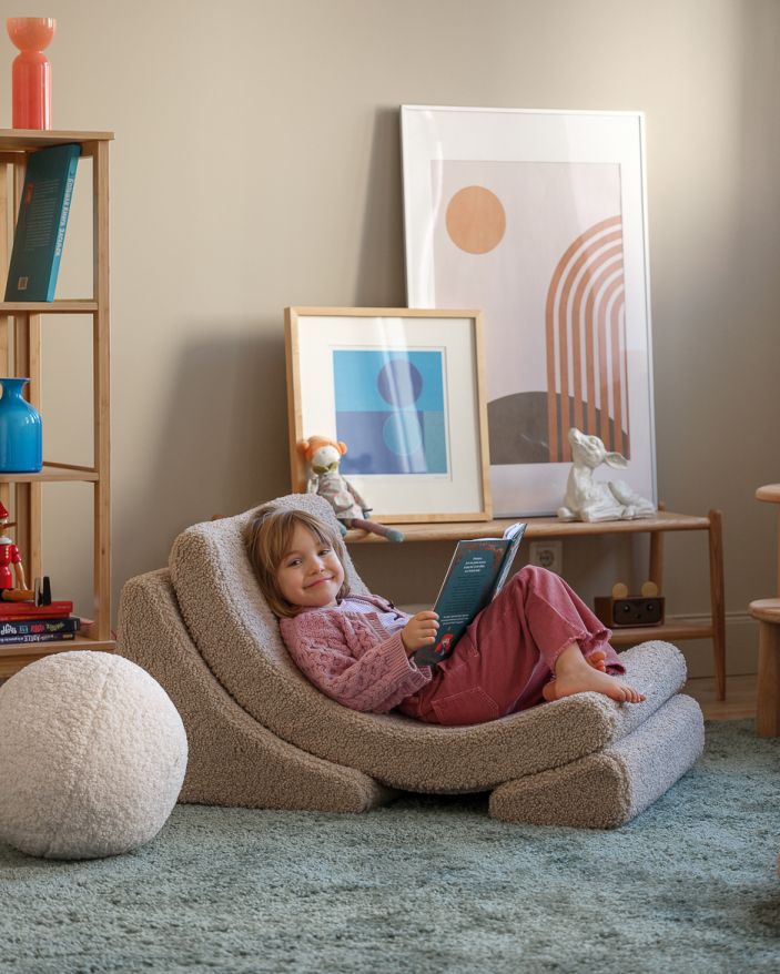 Mond kinderfauteuil Teddy-stof Wigiwama