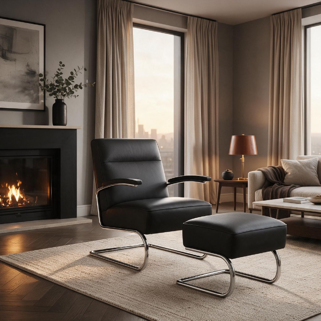 S 412 / S412 Thonet cantileverstoel met GRATIS voetenbankje