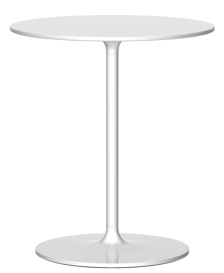 Poppy Beistelltisch von Rexite, runder, weißer Tisch mit zentralem Fuß für modernes Wohnen.