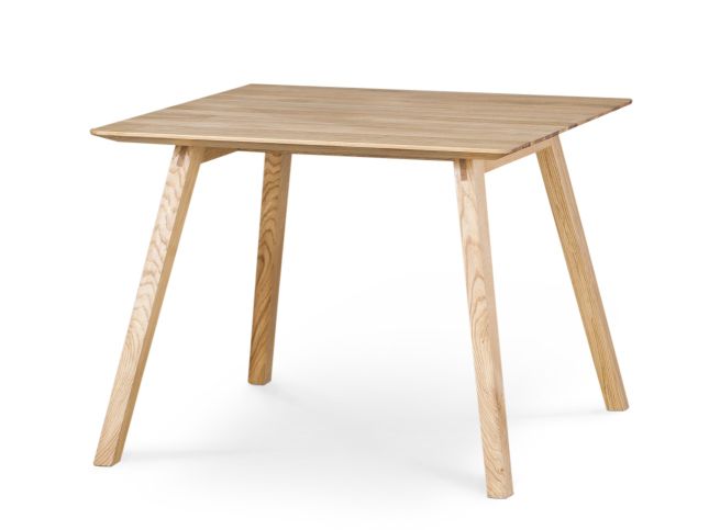 Monk Tisch von Prostoria, quadratischer Esstisch aus hellem Eichenholz mit schlichtem, modernem Design.